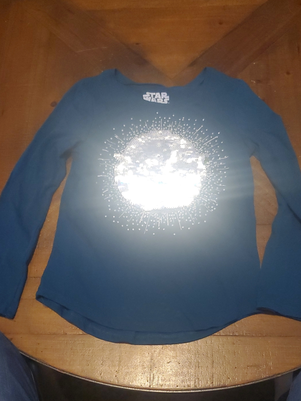 Star Wars Teal Long-Sleeve Sequin Burst Top